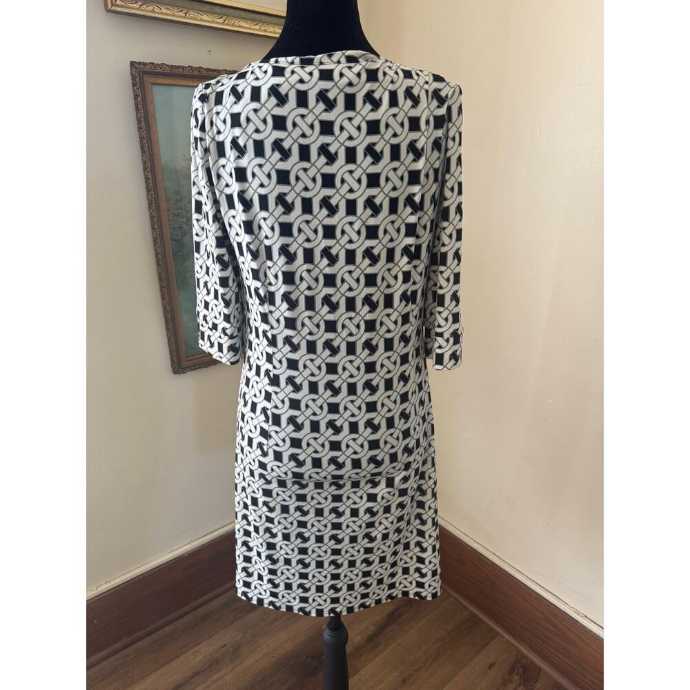 Laundry by Design Black White Chain Print Shift Dress Size 2 - Picture 2 of 9